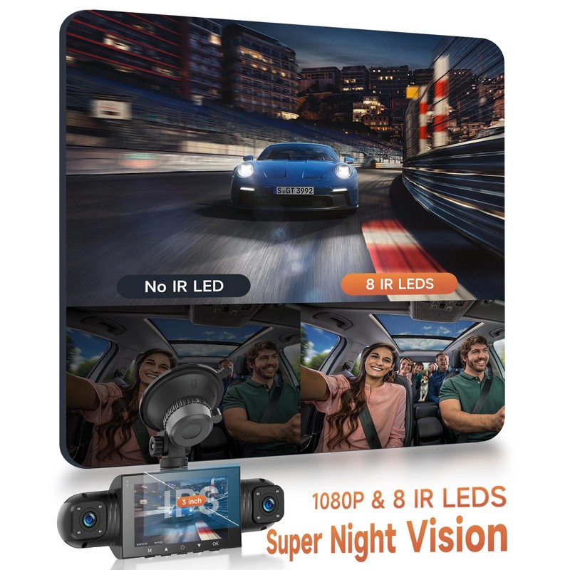 360 Degree View 4 Channel Dash Cam Front and Rear