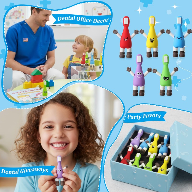 Thyle 25 Pcs Mini Dental Prizes Tooth Figures Party,Funny Expression