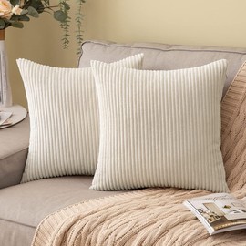 Uandhome Set of 2 Cushion Covers 45 * 45 CM, Striped Throw Pillow Cases Square Pillowcases Cushion Covers for Sofa Chairs