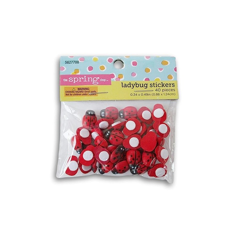 Mini Ladybug 3D Stickers - 40 Pieces