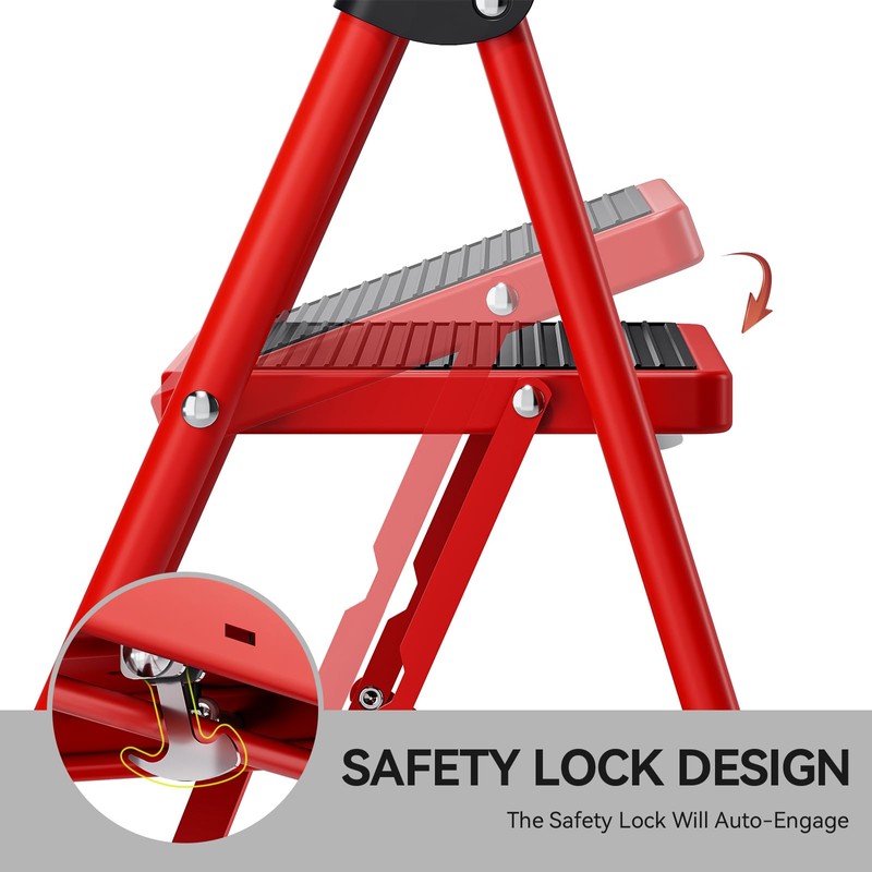 KINGRACK Step Ladder, Folding Ladder with Non-Slip and Wide Pedal,