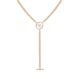 GUESS Goldtone Glass Stone Bar Pendant Y-Necklace