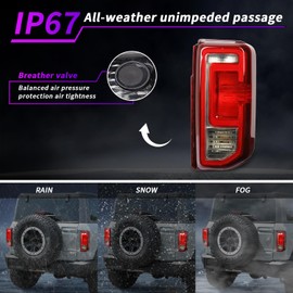 Archaic Smoked Tail Lights for Ford Bronco 2021-2024(Halogen Only), OE Style Rear Lamps for Bronco, Taillights Pair (No Bulbs)