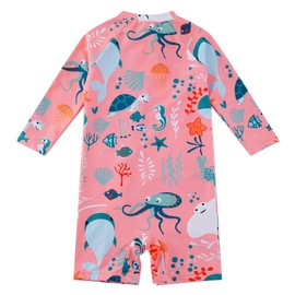 upandfast Baby/Toddler Girl Swimwear Swimsuit Full Zipper Infant One Piece Sunsuit UPF50+(9-12 Months,Pink Whale)