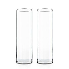 CYS Excel 2 PCS Clear Glass Cylinder Vase (D:5" H:17") | Multiple Size Choices Glass Flower Vase Centerpieces | Hurricane Floating Candle Holder Vase