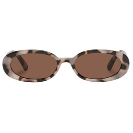 Le Specs Outta Love Women's Sunglasses Oval Frame Shape with High UV Protection, Smokey Brown Mono/Cookie Tort