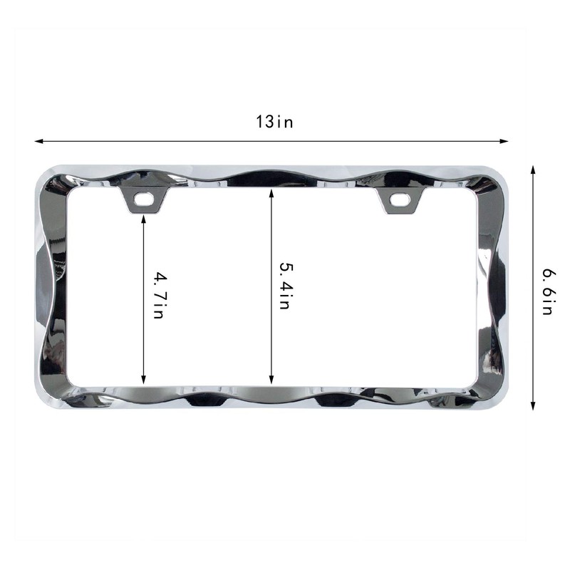 2Pcs Sgooky 3D Curly Wave Pattern License Plate Holder Chrome