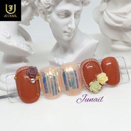 Winter Story Handmade Nail Tips - Long Round Square / 겨울이야기 수제네일팁 - 롱라운드스퀘어