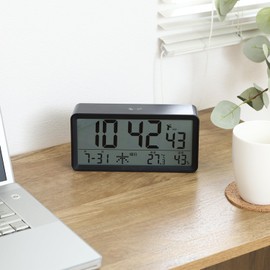 Fuji Boeki Radio-controlled Digital Table Clock, Large, Black 60693
