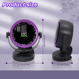 Ark miido Portable Fan with Clip Battery Operated USB Rechargeable Quiet with Digital Display 100 Speeds 720° Tilt Ideal for Office, Bedroom, Outdoor & Camping Small Table Fan Black Purple (F80)