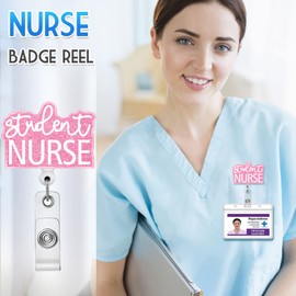Badge Reel Holder Retractable with ID Clip for Nurse Nursing Name Tag Card Cute RN LPN Nursing Student Teacher Doctor Medical Assistant Work Office Alligator Clip Badge Accessories Rose