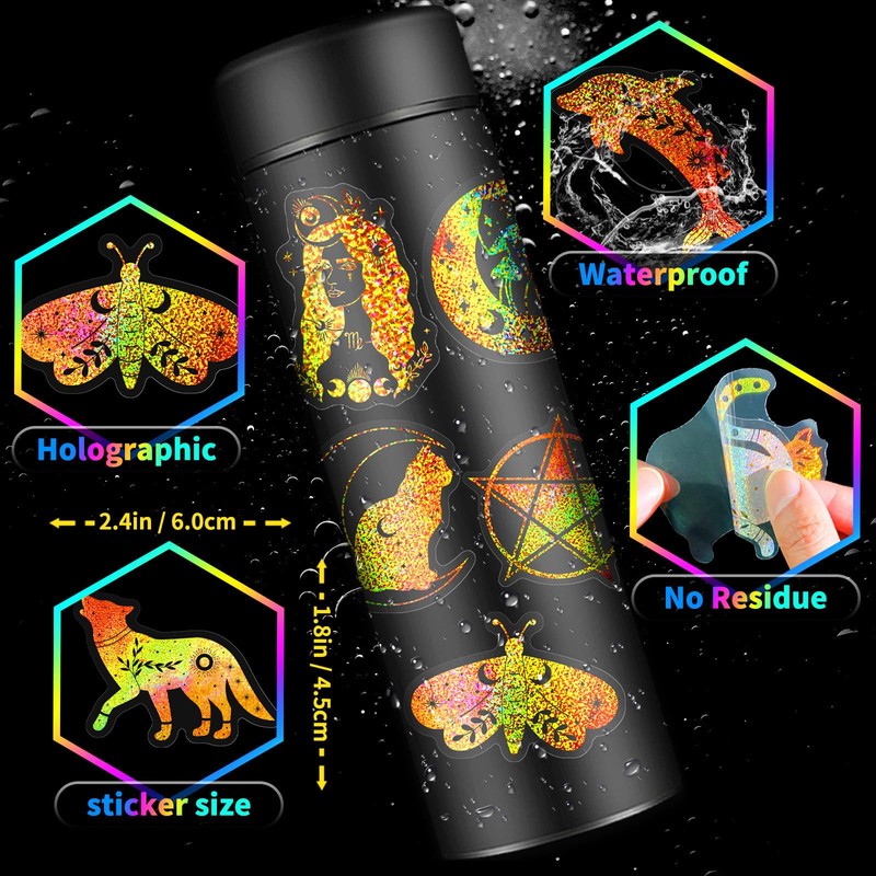 Holographic Christmas Transparent Animal Colorful Stickers(200 pcs)