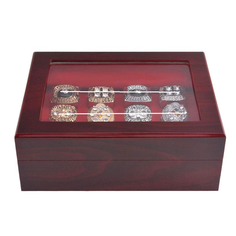 JunningGor 12 Holes Championship Big Heavy Ring Display Case Wooden