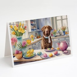 Caroline's Treasures DAC6786GCA7P Decorating Easter Chesapeake Bay Retriever Greeting Cards Pack of 8 Blank Cards with Envelopes Whimsical A7 Size 5x7 Blank Note Cards