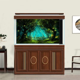 Fantasy Fairy Forest Aquarium Background Mysterious Magical Forest Lush Green Huge Trees Terrarium Background Butterfly Natural Landscape Aquarium Backdrop Fish Tank Backdrop Vinyl 24x12in