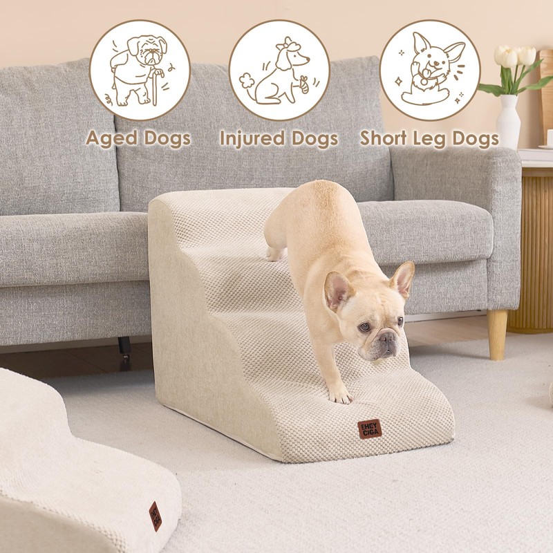 EHEYCIGA Curved Dog Stairs Ramp for High Beds 19.7" H,