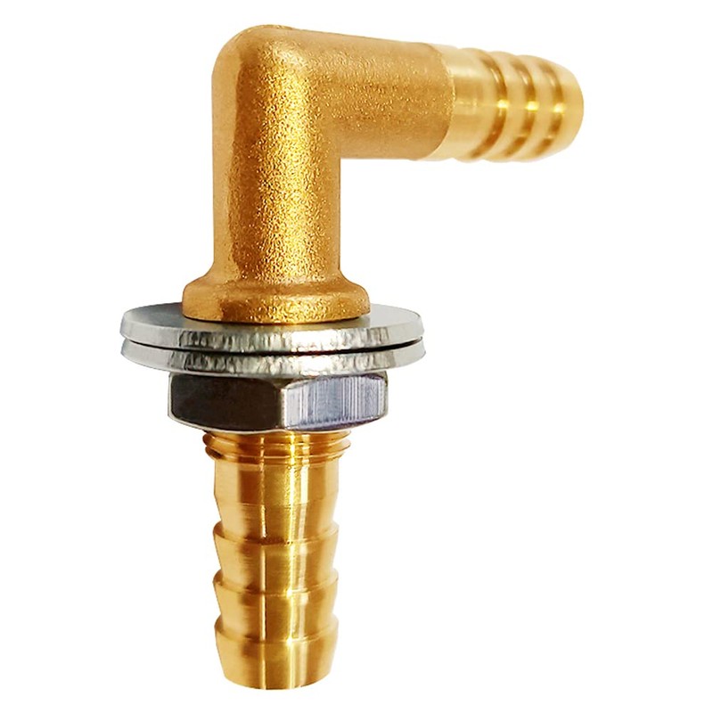 Uenede 2PCS Solid Brass 90°Elbow Barb Bulkhead Fitting 3/8”OD Barb