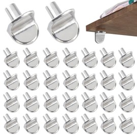 30pcs Shelf Support Pegs 5mm Alloy Kitchen Cupboard Shelf Pegs L-Shaped Shelf Pins for  Bookshelf Display Cabinet Furniture Wardrobe Closet Silver