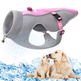 TVMALL Breathable Dog Cooling Vest Harness Summer Mesh Walking Dog Cooler Jacket with D-Ring Evaporative Swamp Cool Coat Safety Reflective Vest for Small Medium Large Dogs, Pink