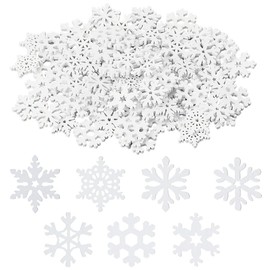 GORGECRAFT 100Pcs Wood Snowflake Christmas Slices Wooden Snowflake Embellishments Ornaments Hanging Decor Rustic Unfinished Wood Cutouts Tags for Winter Xmas Tree Crafts Table Centerpiece White