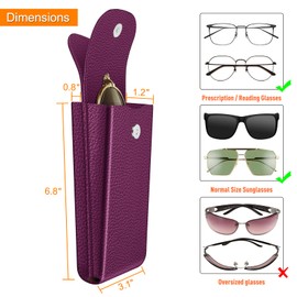 Fintie Double Glasses Case with Carabiner Hook, Portable Vegan Leather Eyeglass Case Anti-scratch Sunglasses Pouch, Purple