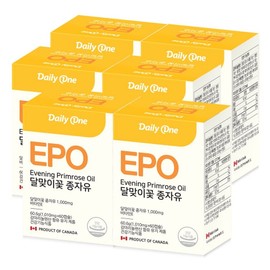 Daily One Evening Primrose Oil Gamma Linolenic Acid 1010mg 60 Capsules, 6 Pieces, 60.6g / 데일리원 달맞이꽃 종자유 감마리놀렌산 1010mg 60캡슐, 6개, 60.6g