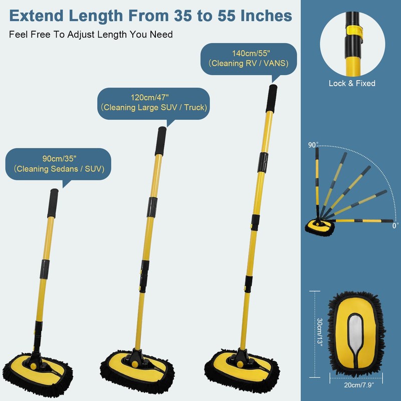 YeewayVeh Car Wash Brush Mop with Long Handle, 55" Car
