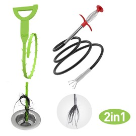 DR.PEN - Herramienta flexible para recoger garras (herramienta de extracción de obstrucciones de drenaje), con 4 garras de manguera plegable herramienta de asistencia para recoger basura, fregadero de