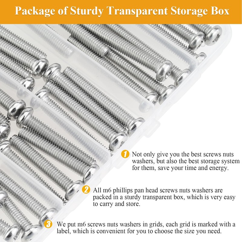 65 Pieces M6 x 30/25/40/45/50mm Machine Screws Nuts Washers Set,