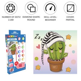 Diamond Dotz Kits Dotzies Sleepy Cactus Diamond Painting Kits for Adults - Diamond Art Kits a Relaxing Creative Craft Kit with Dotz Gems 9.1"x9.1"