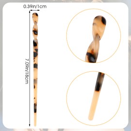Gjinxi Acetate Hair Sticks 4Pcs Vintage Tortoise Shell Hair Pins Leopard Hairpins Bun Hair Chopsticks Classic Hair Fork Vintage Headpins Hair Styling Pin for Women Party Stylist