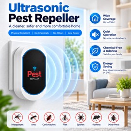 Ultrasonic Pest Repeller for Indoor Use – Plug-In Chemical-Free Pest Deterrent for Bedrooms, Kitchens, Offices & Garages