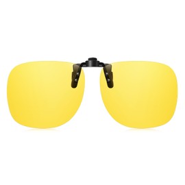 TINHAO Clip-on Sunglasses, Polarized Lenses, UV400, Flip-up, For Attaching Glasses, Driving, Outdoor Use, Glasses Wearing, Lightweight, yellow