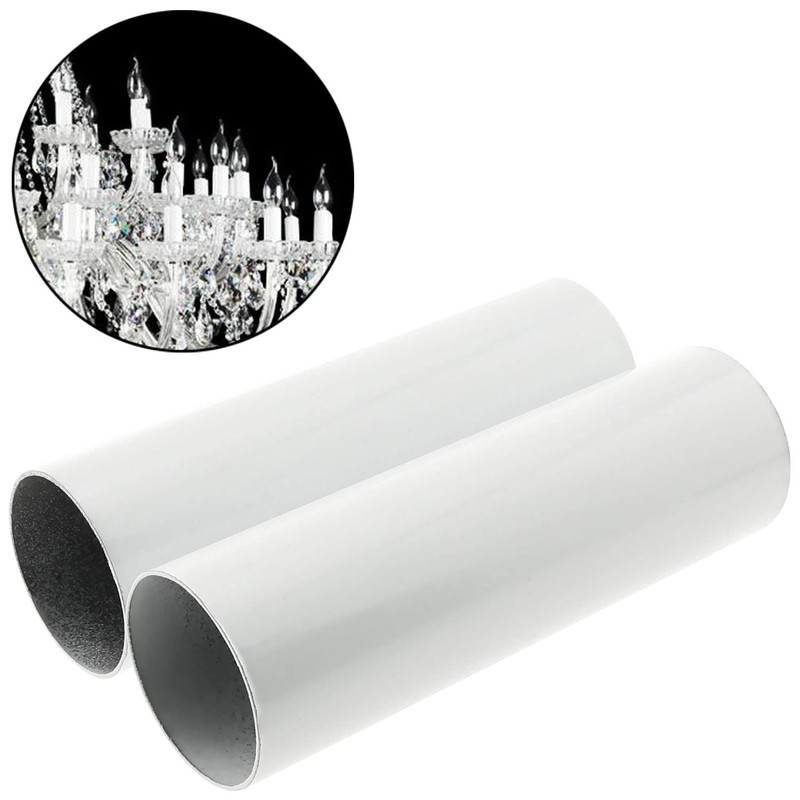 E-outstanding Candle Light Cover Sleeve 2PCS 25x80mm White Metal Lamp