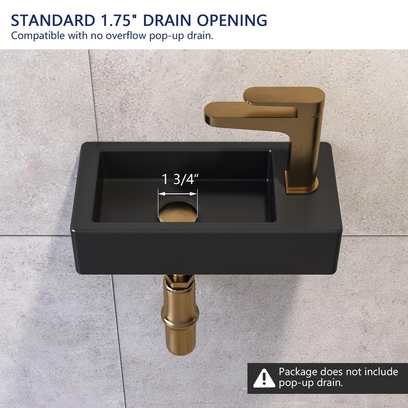 DeerValley Small Bathroom Sink, 15"x7" Mini Rectangle Wall Mount Vessel
