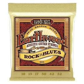 Ernie Ball Earthwood Rock & Blues 80/20 Bronze Acoustic Guitar Strings, 10-52 Gauge (P02008)