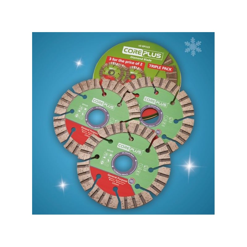 Coreplus CORDBGP115 115mm HTT Hybrid Segmented Diamond Grinder Blades x3