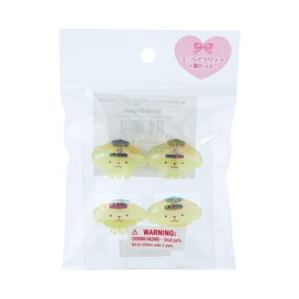 Sanrio (SANRIO) Pompompurin Character Mini Hair Clip Set of 4, Aurora, Pom Pom Purin, 420735