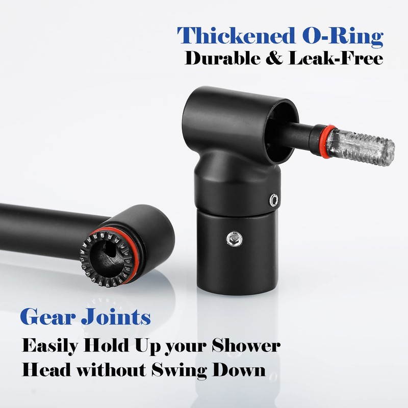 Matte Black Shower Head Extension - 13'' Adjustable Arm for
