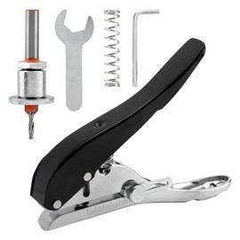 Hole Punch, 8mm Screw Cover Hole Punch Set With Countersink Drill & Wrench, Heavy Duty Hand-Held Hole Punch for Photo Paper PVC Cards Edgebanding(Black)