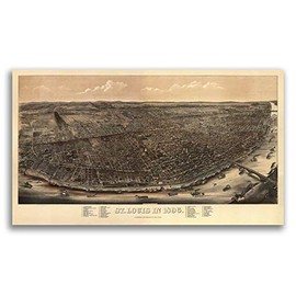 Magnet 1896 St. Louis Missouri Vintage Old Panoramic City Map Magnet Vinyl Magnetic Sheet for Lockers, Cars, Signs, Refrigerator 5"