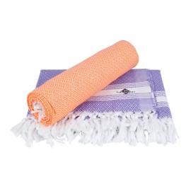 Sathiyas Cotton Bath Towel Pack of 2 (Orange || Lavender)