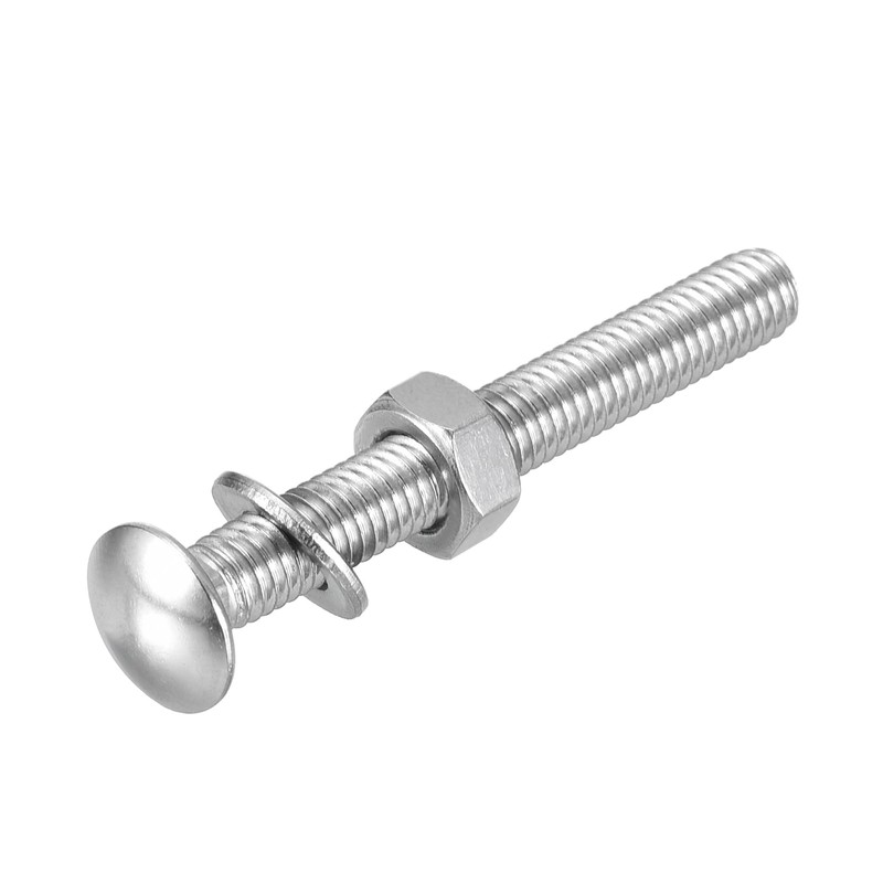 sourcing map M6x50mm Square Neck Carriage Bolts with Nuts &