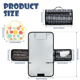 HOTUT Portable Changing Mat, Foldable Baby Changing Mat with Baby Bibs, Waterproof Baby Changing Mats with Compartments for Travel, Travel