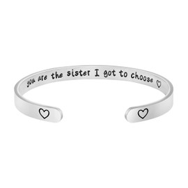 JoycuFF Birthday Gifts for Sister Gifts from Sister Bracelets for Women Inspirational Jewelry Big Sister Stainless Steel Cuff Bracelet Christmas Valentines Day Graduation Gift for Sister