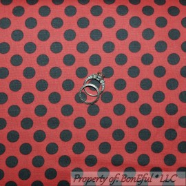 Michael Miller Fabrics BonEful Fabric FQ Cotton Quilt Red Coral Tone Gray Polka Dot Stripe Calico Print