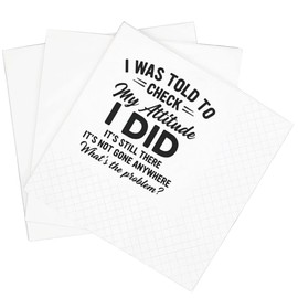 SharkBliss Funny Sarcastic Quotes Cocktail Napkins, 100 Pack I Was Told To Check My Attitude Funny Stubborn Whats Problem Cocktail Napkins For Birthday Retirement 2-Ply, 5x5" (Check My Attitude)