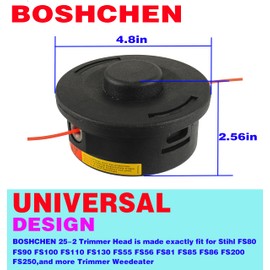Set of 2 Mowing Heads, 25-2 Threaded Head M10x1.25 LH Trimming Head for STIHL FS55 FS55R FS56 FS56RC FS70 FS70R FS80 FS85 FS90 FS90R FS91R Mowing Head Replacement Lawn Mower Accessory 40027102108