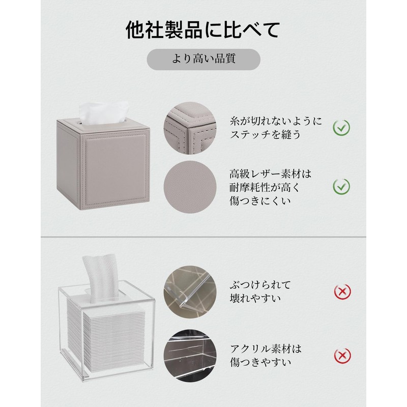 Vlando Square Tissue Case, Compact, For Cars, Stylish, Tissue Cover,