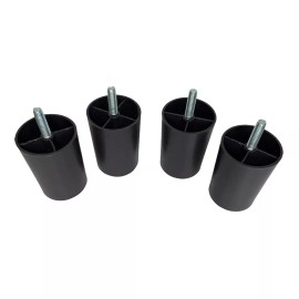 Leg Daddy 3" Black Round HDPE Plastic Sofa Leg, Set of 4 with 5/16" Hanger Bolts